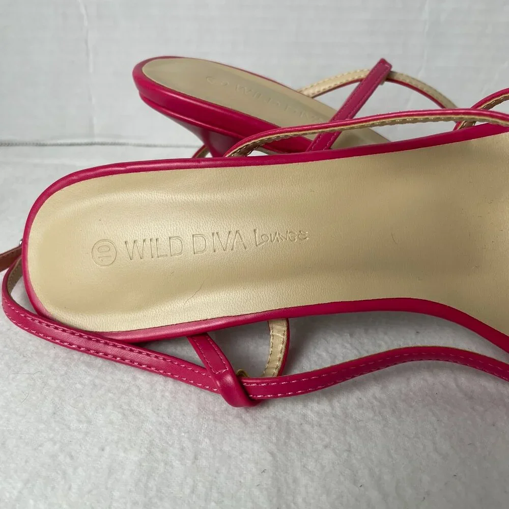 Pink Summer Sandals Strappy Kitten Heel - Picture 9 of 10